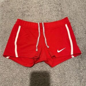 Nike Women's Red and White Athletic Shorts